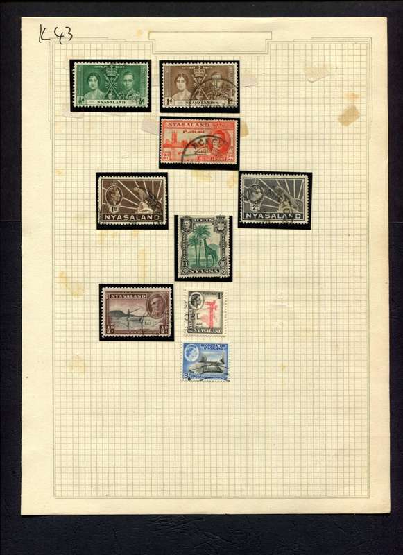 Rhodesia and Nyasaland/Nyasaland/Nassa - 9 Stamps Mounted (Hinged) On Album Page