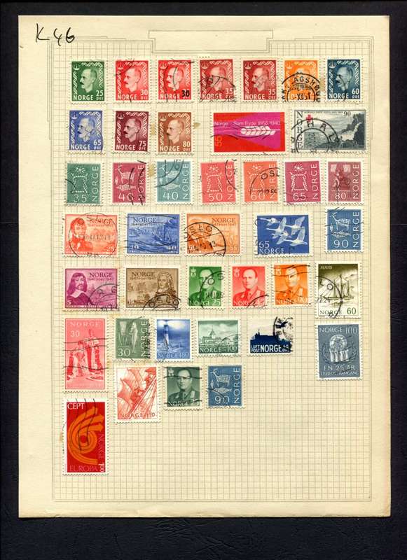 Norway - 40 Stamps Mounted (Hinged) On Album Page