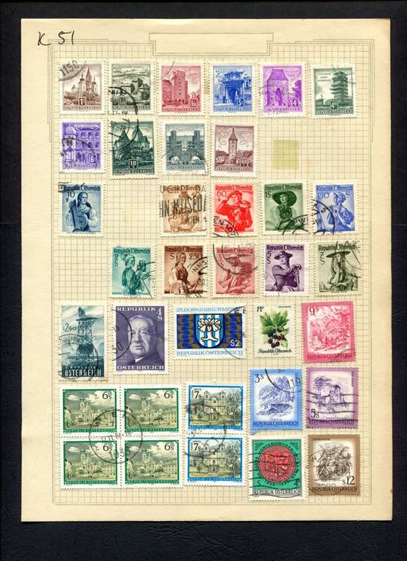 Austria - 35 Stamps Mounted (Hinged) On Album Page