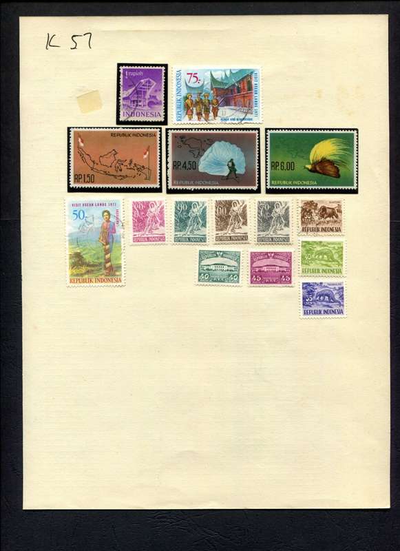 Indonesia - 15 Stamps Mounted (Hinged) On Album Page