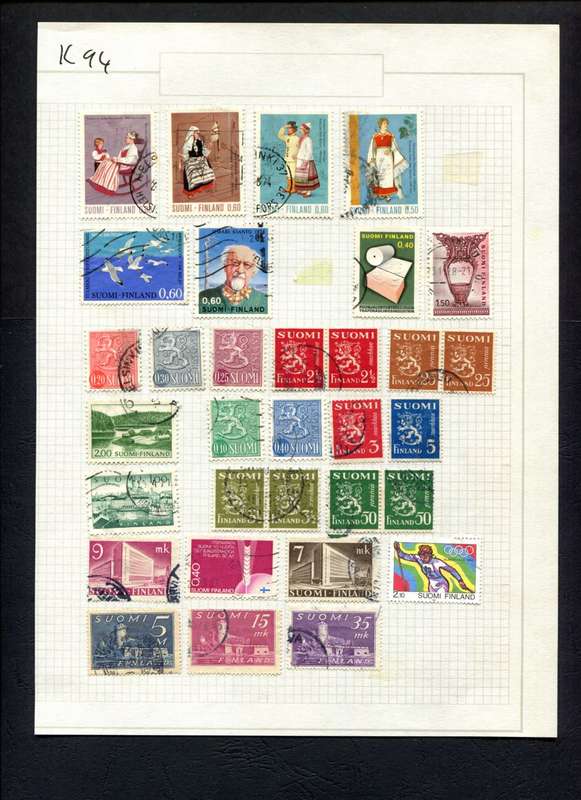 Finland - 32 Stamps Mounted (Hinged) On Album Page