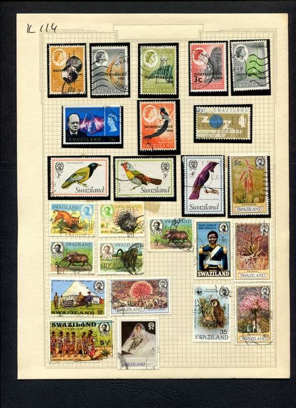 Swaziland - 25 Stamps Mounted (Hinged) On Album Page