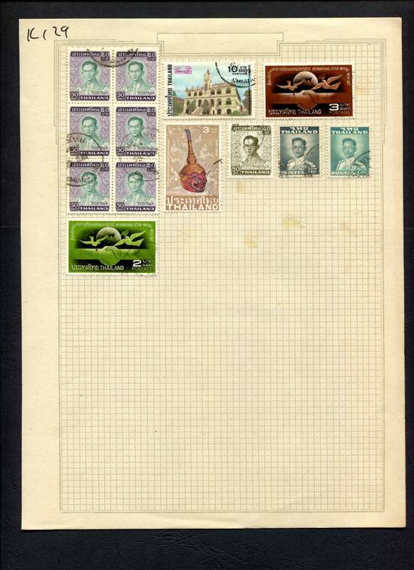 Thailand - 13 Stamps Mounted (Hinged) On Album Page