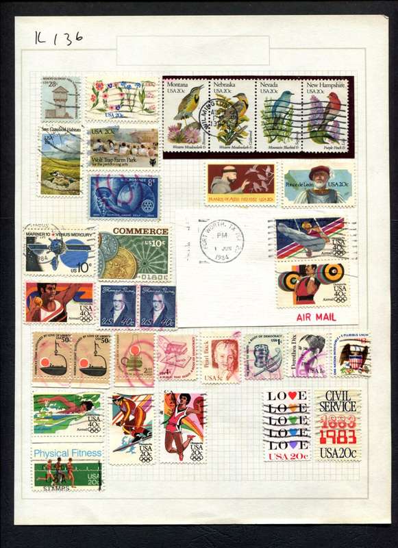 USA - 32 Stamps Mounted (Hinged) On Album Page