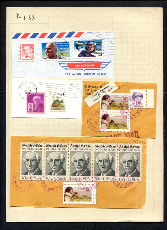 USA - 14 Stamps Mounted (Hinged) On Album Page