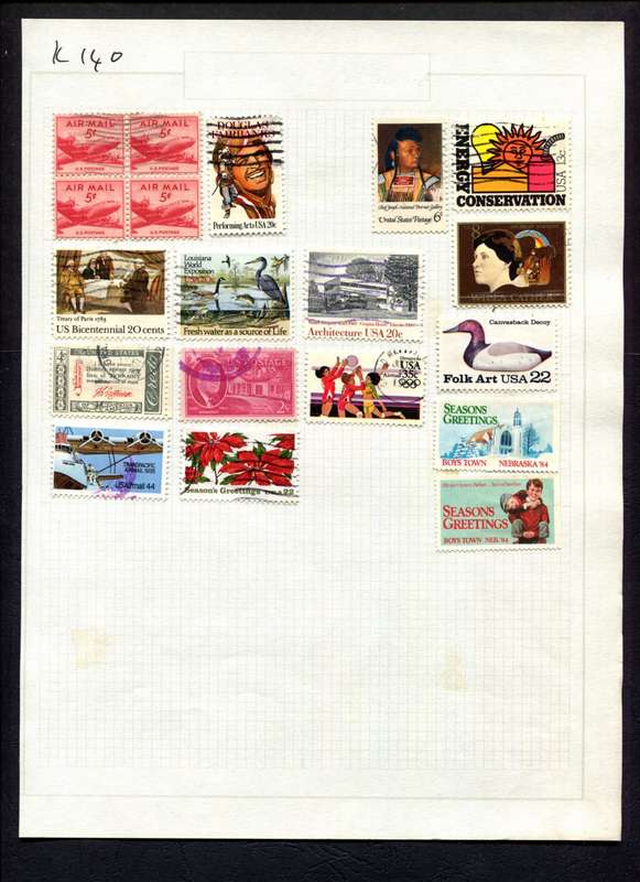 USA - 19 Stamps Mounted (Hinged) On Album Page