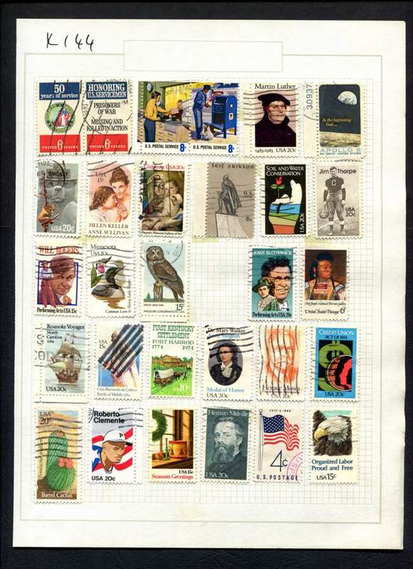 USA - 29 Stamps Mounted (Hinged) On Album Page