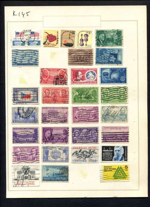 USA - 23 Stamps Mounted (Hinged) On Album Page