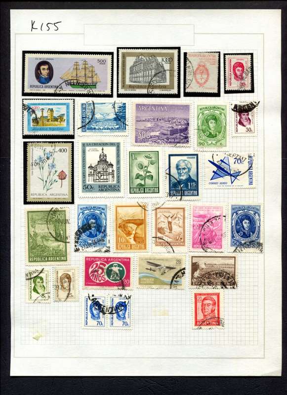 Argentina - 27 Stamps Mounted (Hinged) On Album Page