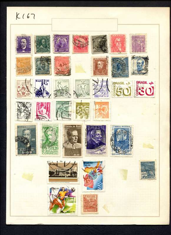 Brazil - 35 Stamps Mounted (Hinged) On Album Page
