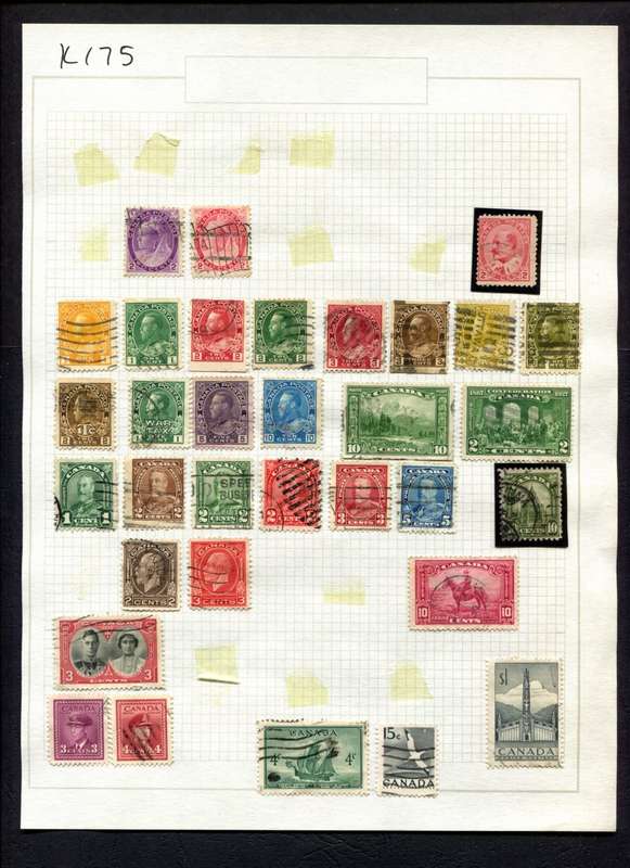 Canada - 33 Stamps Mounted (Hinged) On Album Page