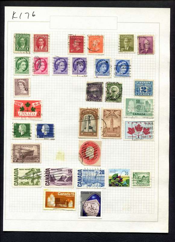 Canada - 30 Stamps Mounted (Hinged) On Album Page