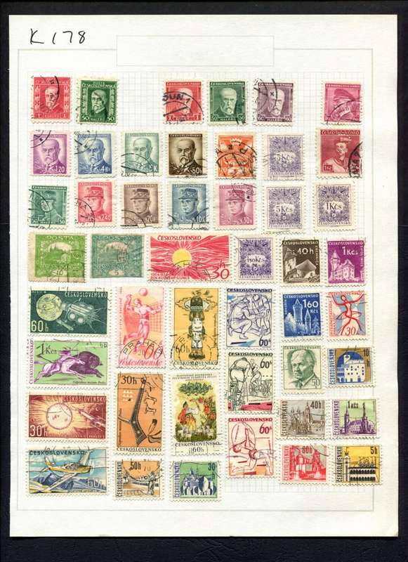 Czechoslovakia - 47 Stamps Mounted (Hinged) On Album Page