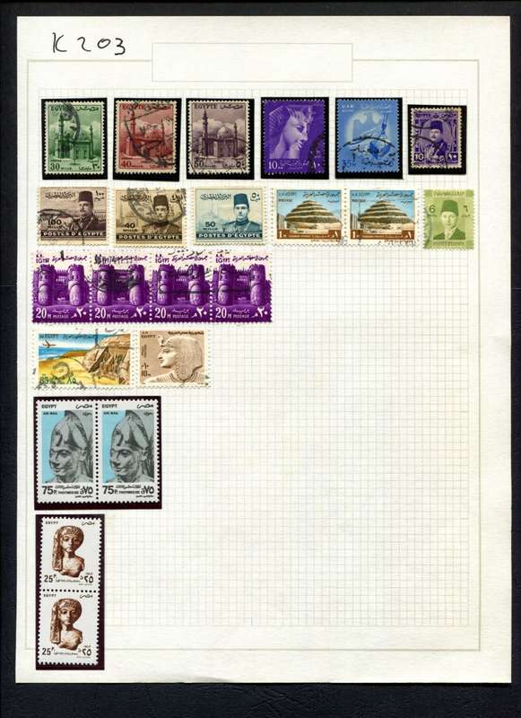 Egypt - 22 Stamps  Mounted (Hinged) On Album Page