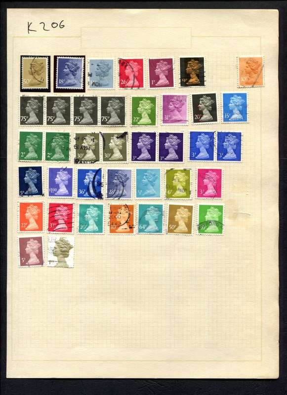 Great Britain - 39 Stamps Mounted (Hinged) On Album Page