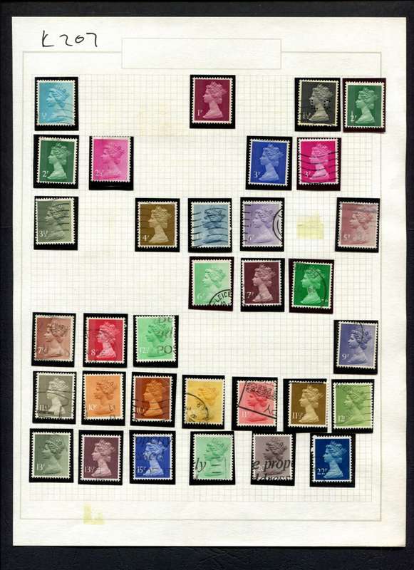 Great Britain - 33 Stamps Mounted (Hinged) On Album Page
