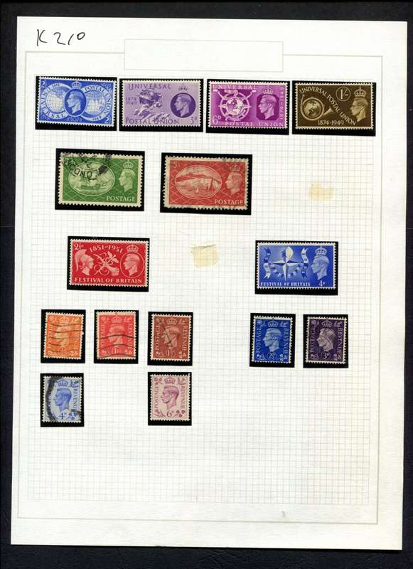 Great Britain - 15 Stamps Mounted (Hinged) On Album Page