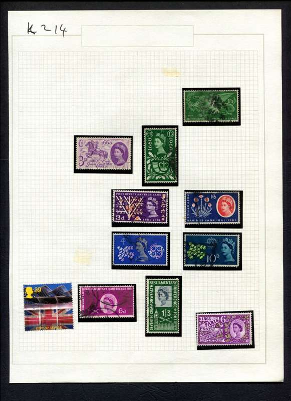 Great Britain - 11 Stamps Mounted (Hinged) On Album Page