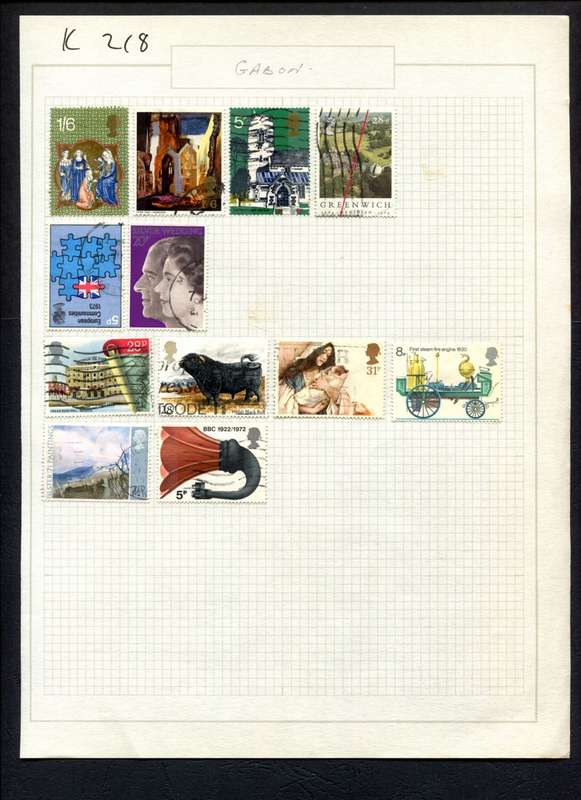 Great Britain - 12 Stamps Mounted (Hinged) On Album Page