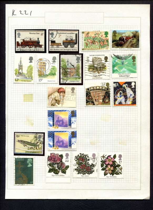 Great Britain - 19 Stamps Mounted (Hinged) On Album Page