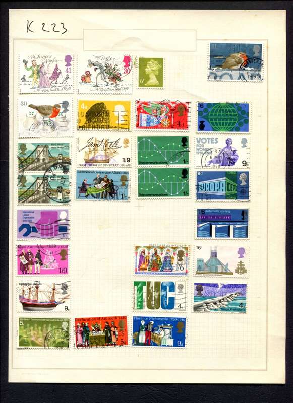 Great Britain - 27 Stamps Mounted (Hinged) On Album Page