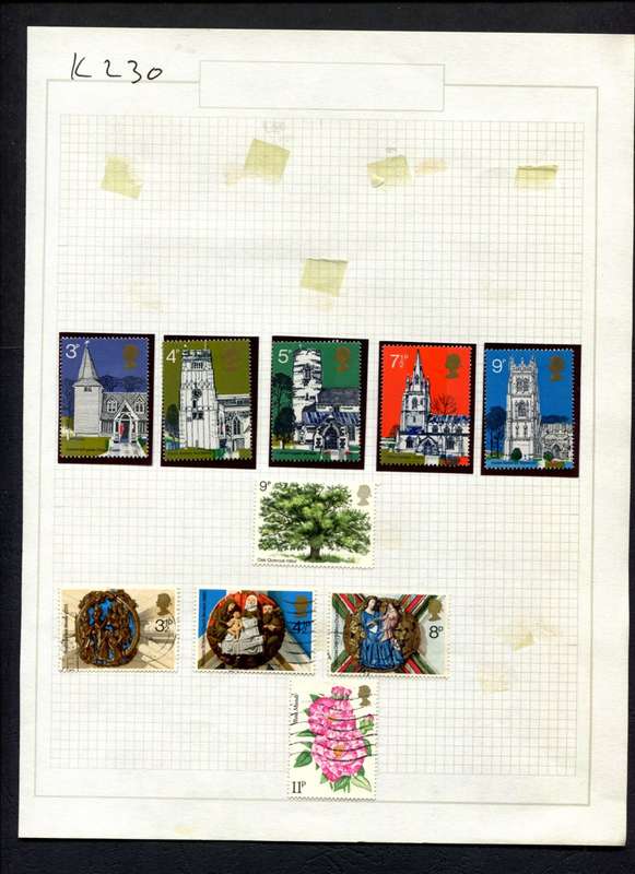 Great Britain - 10 Stamps Mounted (Hinged) On Album Page