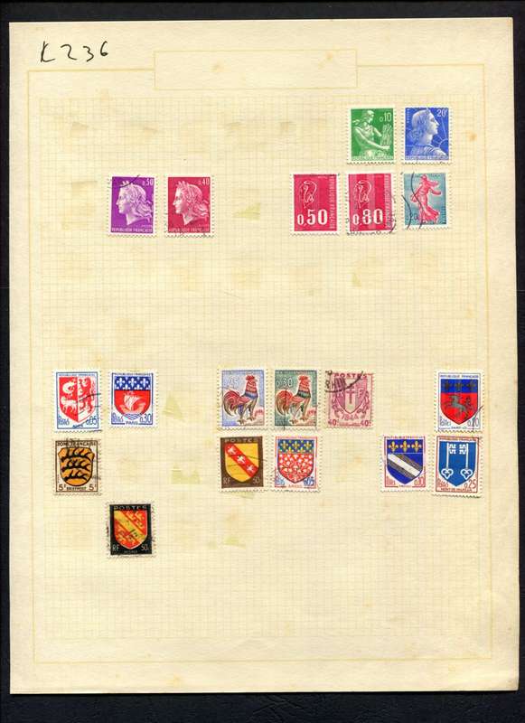 France - 19 Stamps Mounted (Hinged) On Album Page