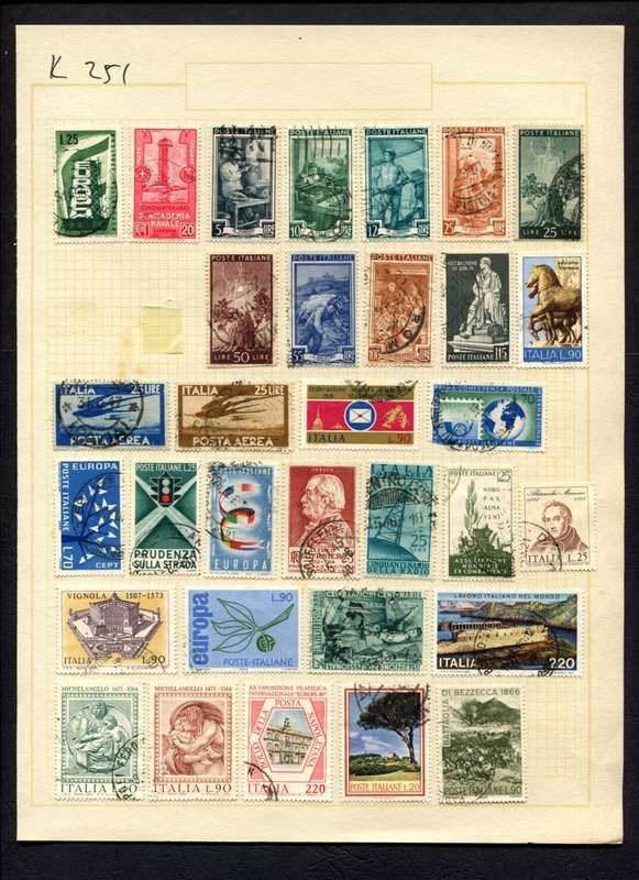 Italy - 32 Stamps Mounted (Hinged) On Album Page