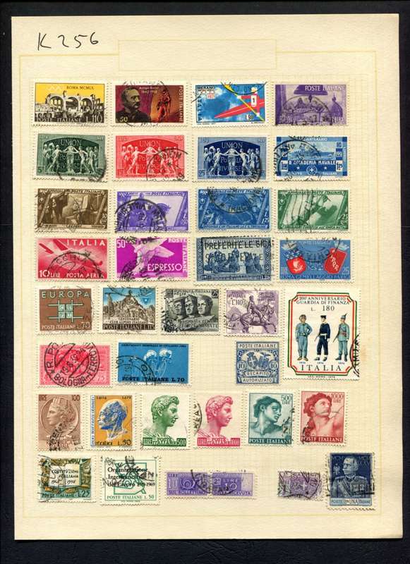 Italy - 36 Stamps Mounted (Hinged) On Album Page