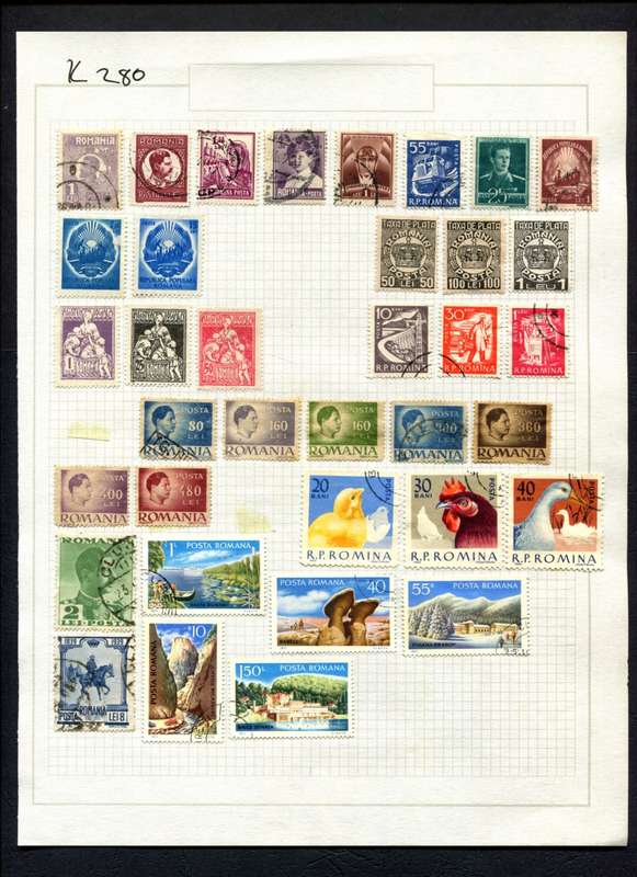 Romania - 36 Stamps Mounted (Hinged) On Album Page