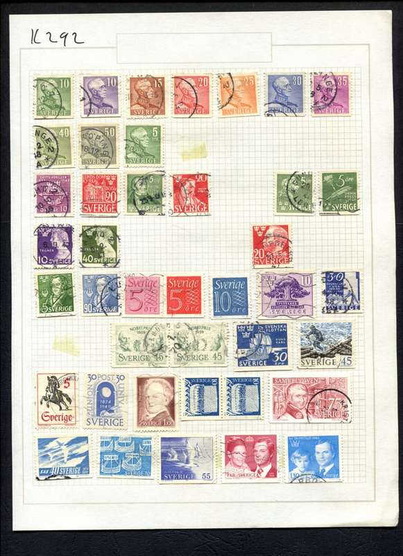 Sweden - 41 Stamps Mounted (Hinged) On Album Page
