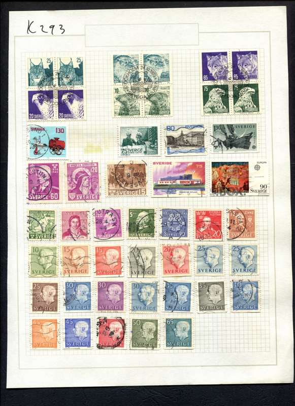 Sweden - 47 Stamps Mounted (Hinged) On Album Page