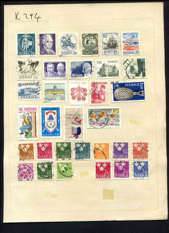 Sweden - 31 Stamps Mounted (Hinged) On Album Page