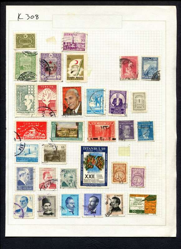 Turkey - 31 Stamps Mounted (Hinged) On Album Page