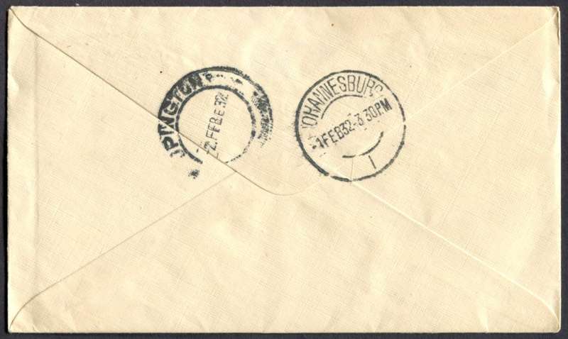 Union of SA - Flight Cover - Pietersburg to Upington