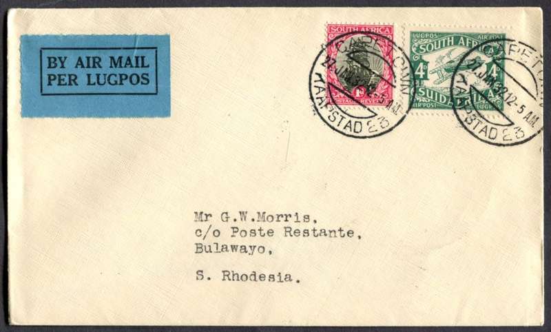 Union of SA - Flight Cover - Cape Town to Bulawayo