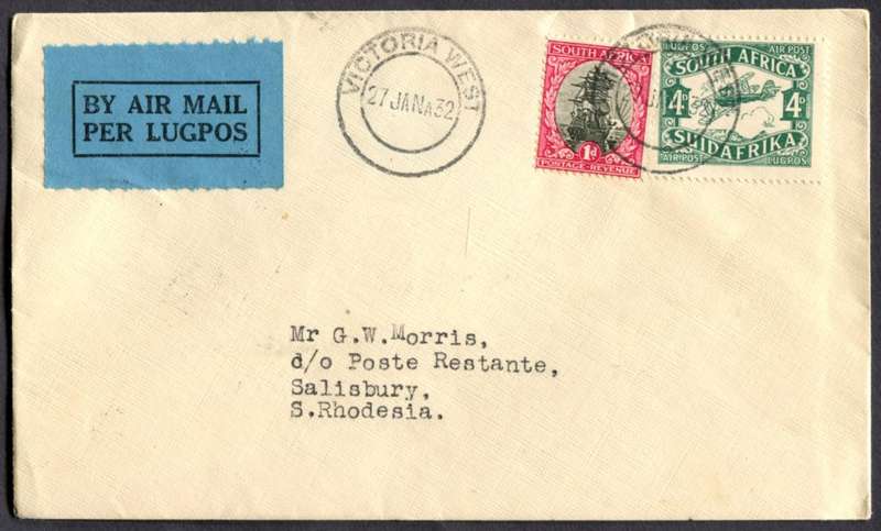 Union of SA - Flight Cover - Victoria West to Salisbury