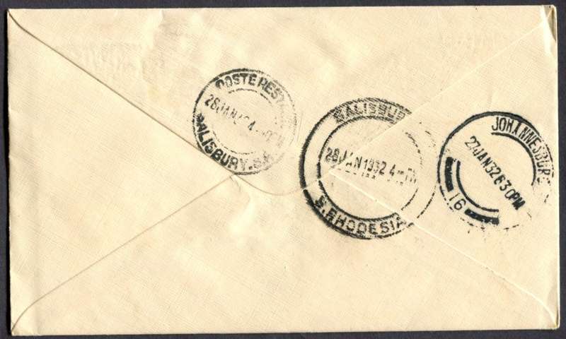 Union of SA - Flight Cover - Victoria West to Salisbury
