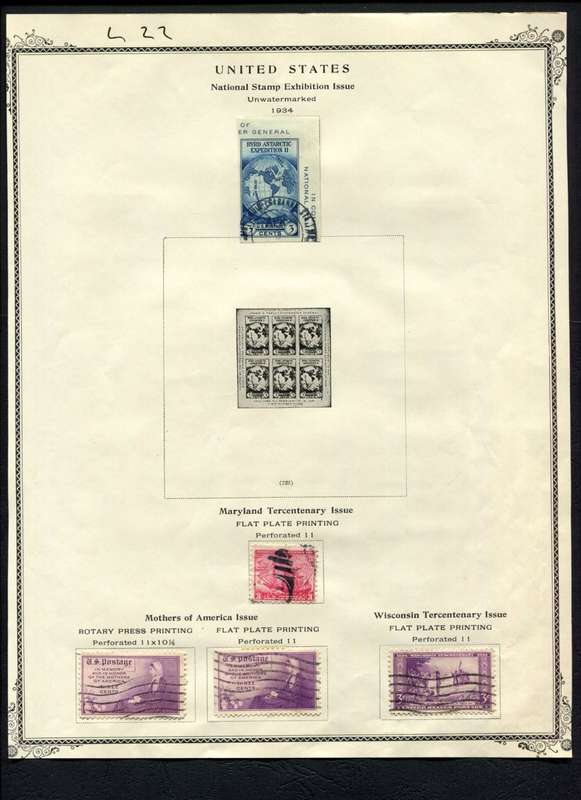 USA - 5 Stamps Mounted (Hinged) On Album Page