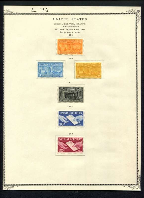 USA - 6 Stamps Mounted (Hinged) On Album Page