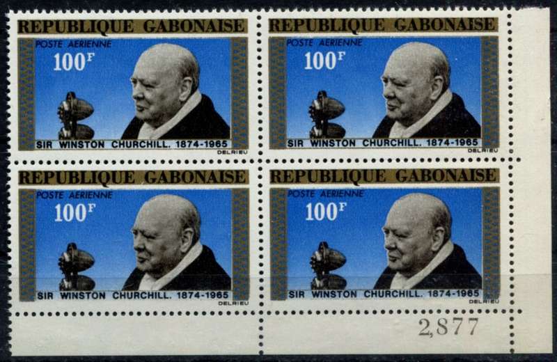 Gabon - Churchill - Block of 4 - 1965 - MNH - Some Separation