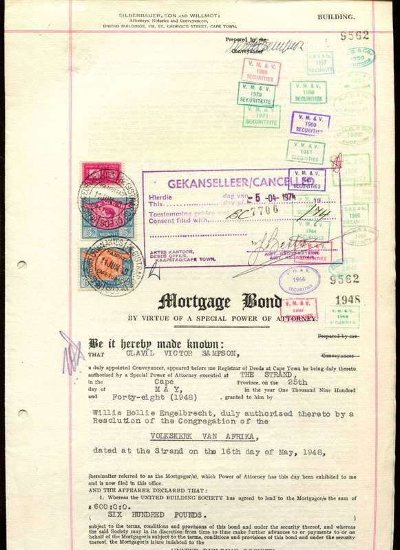 Union Of SA - Revenue Document - 5/- Language Error
