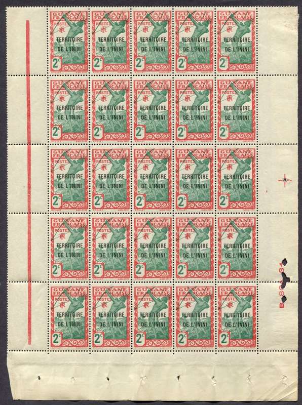 Inini - 1931 - Part Sheet of 25 - MNH - Some Creasing and Separation