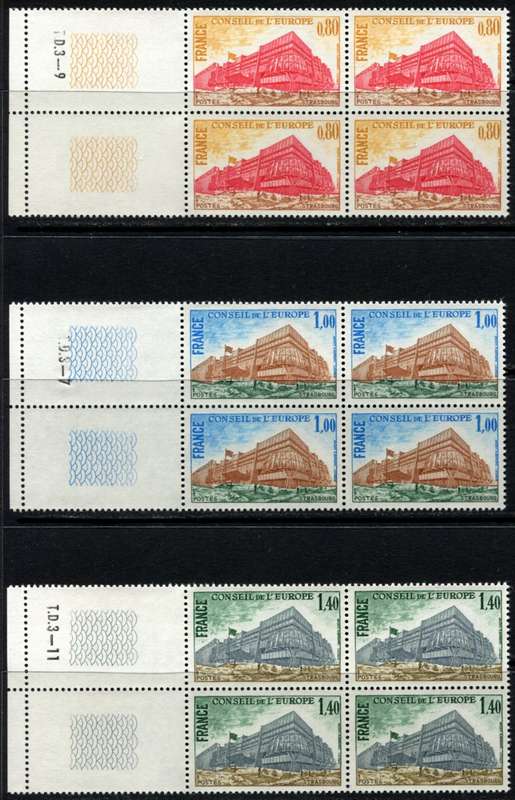 France - Council Of Europe - 3 Blocks of 4 - 1977 - MNH