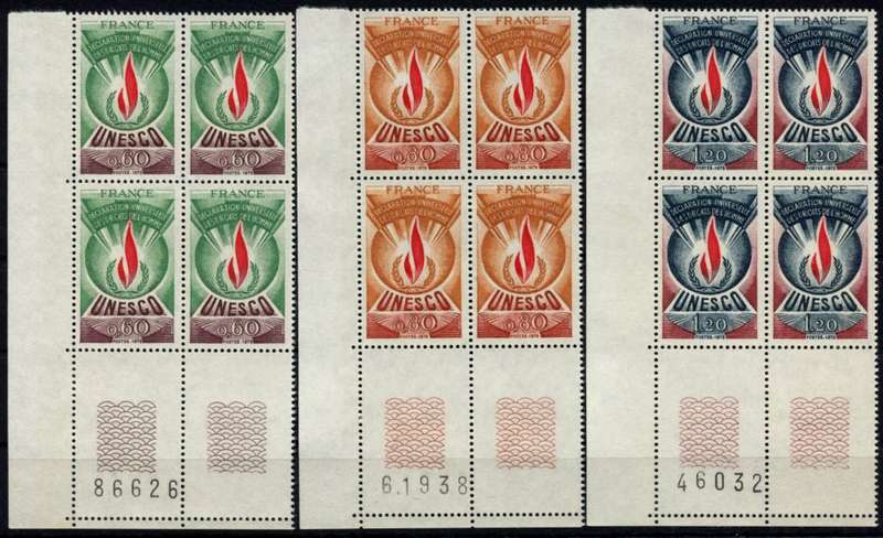 France - UNESCO - Set of 3 Blocks of 4 - 1978 - MNH