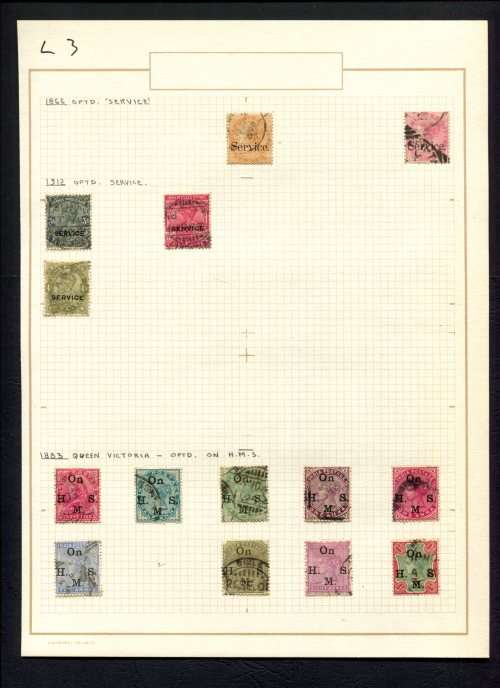 India - 14 Stamps Mounted (Hinged) on Old Album Page