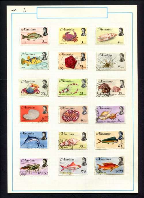 Mauritius - 18 Stamps Mounted (Hinged) on Old Album Page
