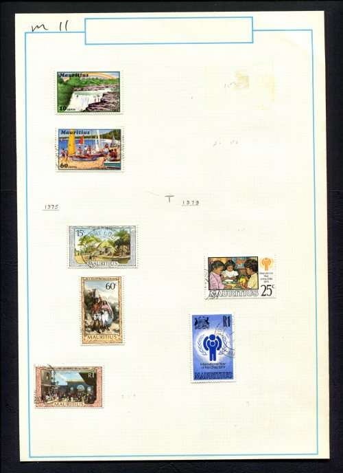Mauritius - 7 Stamps Mounted (Hinged) on Old Album Page