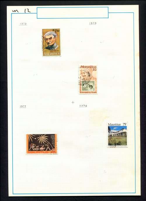 Mauritius - 4 Stamps Mounted (Hinged) on Old Album Page