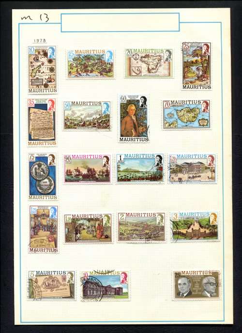 Mauritius - 19 Stamps Mounted (Hinged) on Old Album Page